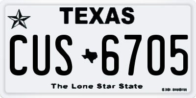 TX license plate CUS6705