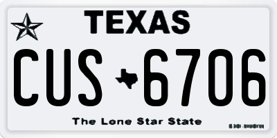 TX license plate CUS6706