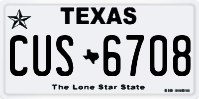 TX license plate CUS6708