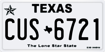 TX license plate CUS6721