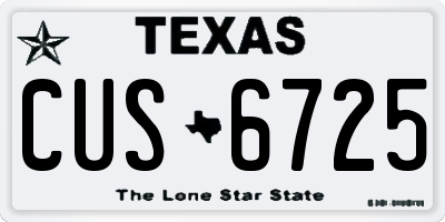 TX license plate CUS6725