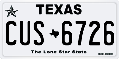 TX license plate CUS6726