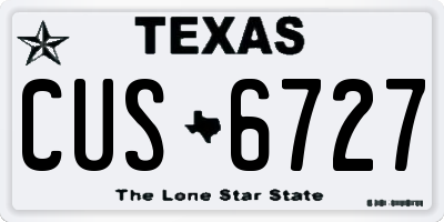 TX license plate CUS6727