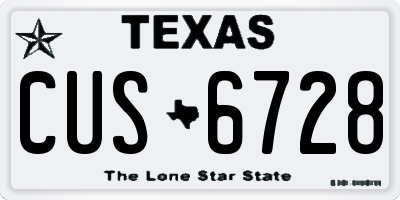 TX license plate CUS6728