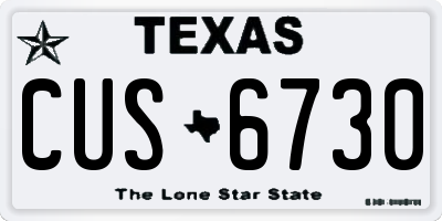 TX license plate CUS6730
