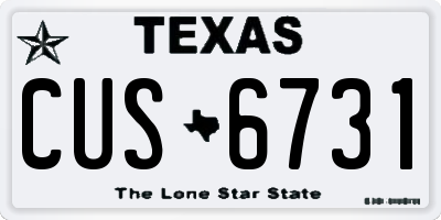 TX license plate CUS6731