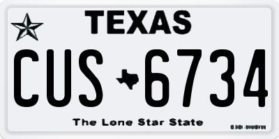 TX license plate CUS6734