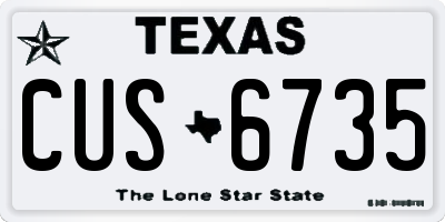TX license plate CUS6735