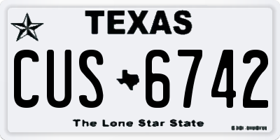TX license plate CUS6742