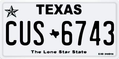 TX license plate CUS6743