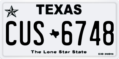 TX license plate CUS6748
