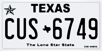 TX license plate CUS6749