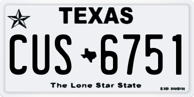 TX license plate CUS6751