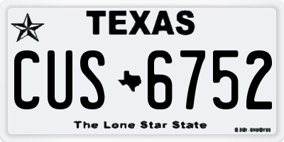 TX license plate CUS6752