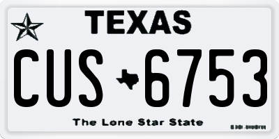 TX license plate CUS6753