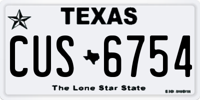 TX license plate CUS6754
