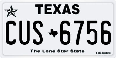 TX license plate CUS6756