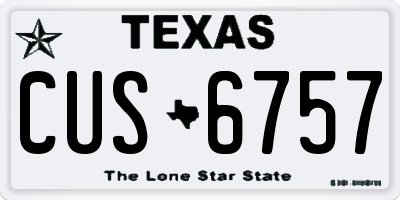 TX license plate CUS6757