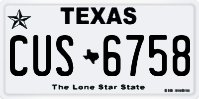 TX license plate CUS6758