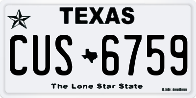 TX license plate CUS6759
