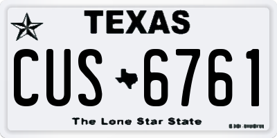 TX license plate CUS6761