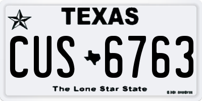 TX license plate CUS6763