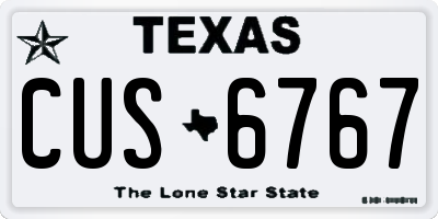 TX license plate CUS6767