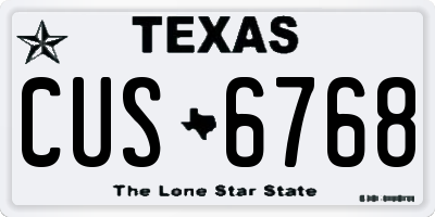 TX license plate CUS6768