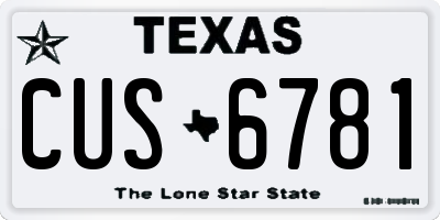 TX license plate CUS6781