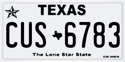 TX license plate CUS6783