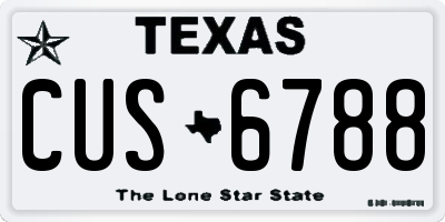 TX license plate CUS6788