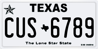 TX license plate CUS6789