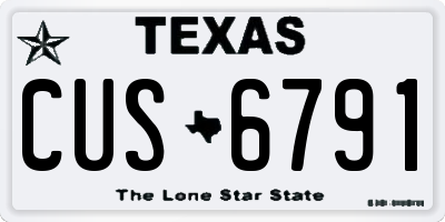 TX license plate CUS6791