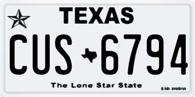 TX license plate CUS6794