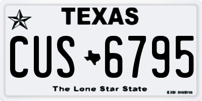 TX license plate CUS6795