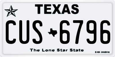 TX license plate CUS6796
