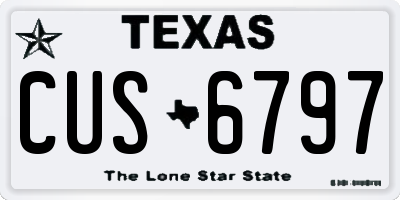 TX license plate CUS6797