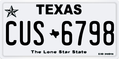 TX license plate CUS6798