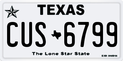 TX license plate CUS6799