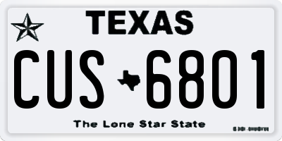 TX license plate CUS6801