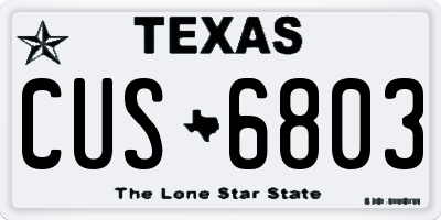 TX license plate CUS6803