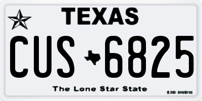 TX license plate CUS6825