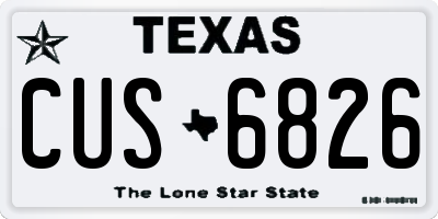 TX license plate CUS6826