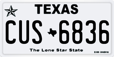 TX license plate CUS6836