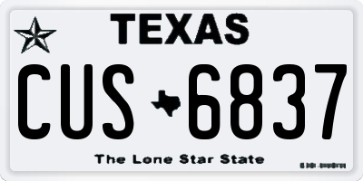 TX license plate CUS6837