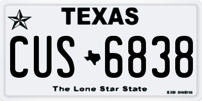 TX license plate CUS6838