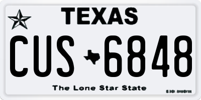 TX license plate CUS6848