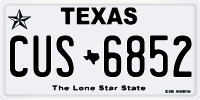 TX license plate CUS6852