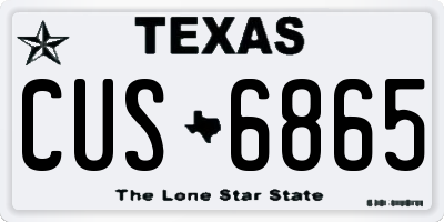 TX license plate CUS6865