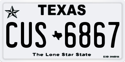 TX license plate CUS6867
